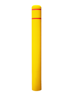 Yellow Flat Top Reflective Bollard Cover with Red Tape