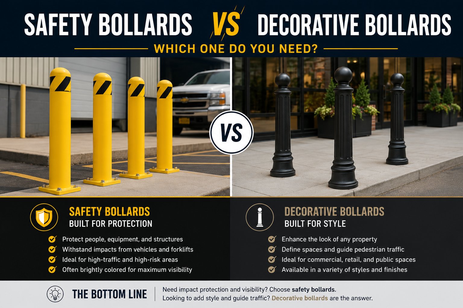 Safety Bollards vs. Decorative Bollards: Which One Do You Need?